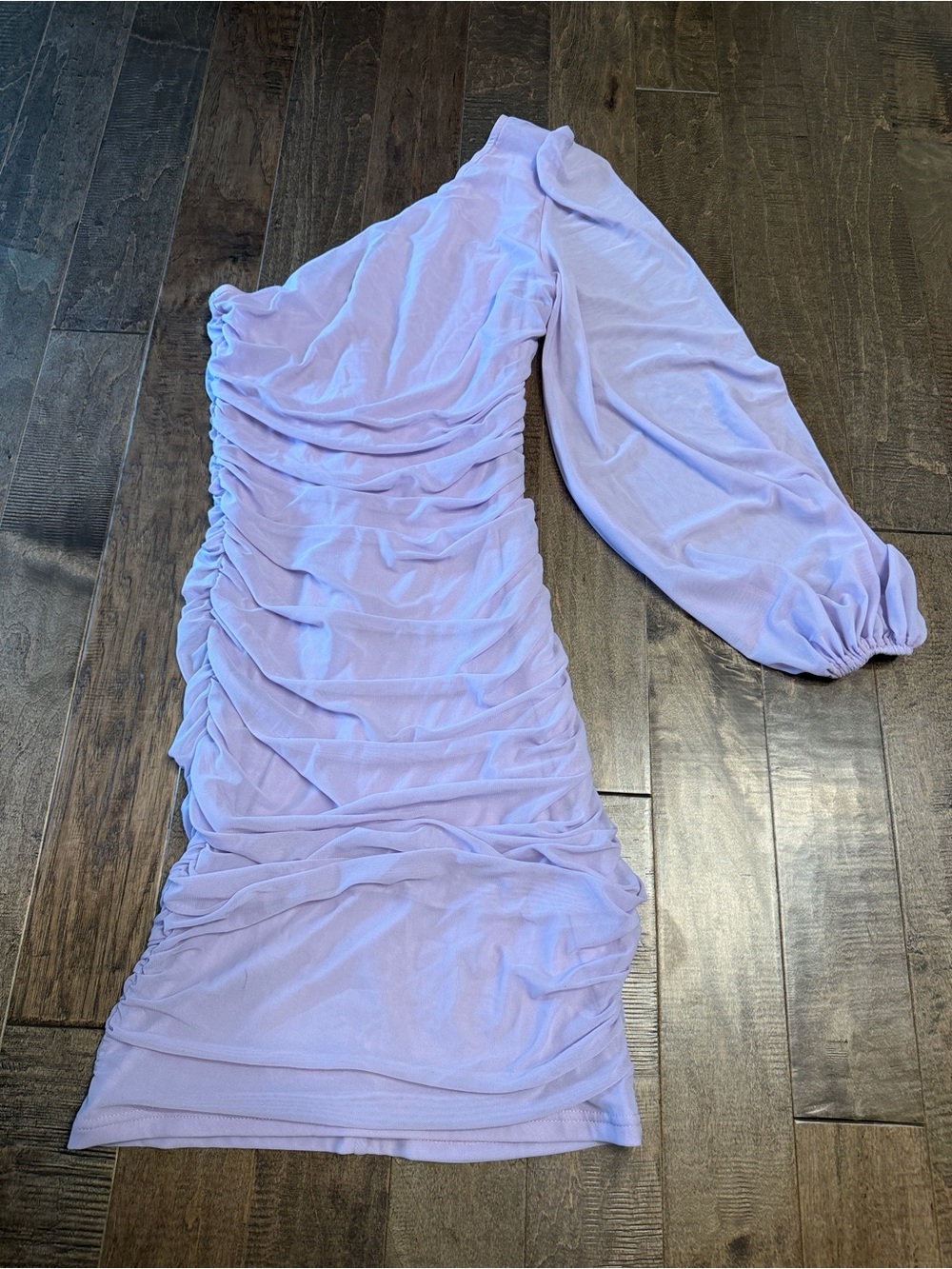 One-Shoulder Ruched Lilac Bodycon Dress